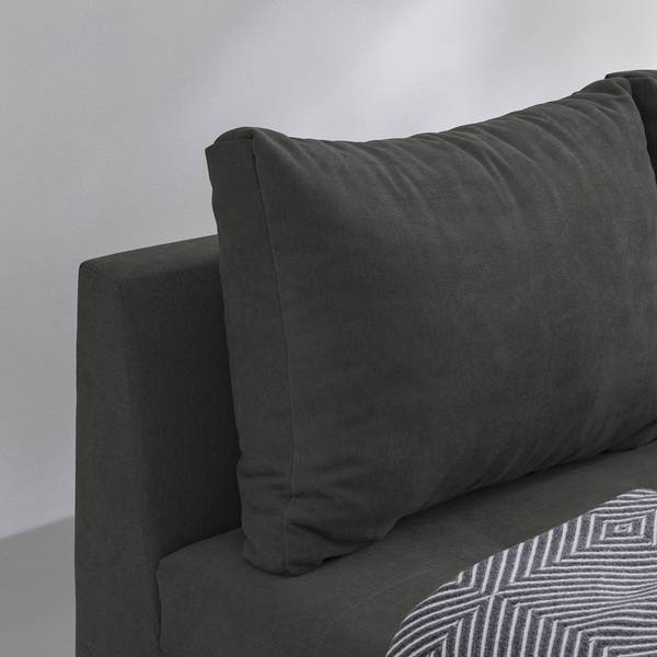 Ecksofa Capstone Microfaser Sole: Graphit - Ottomane davorstehend links - Mit Hocker