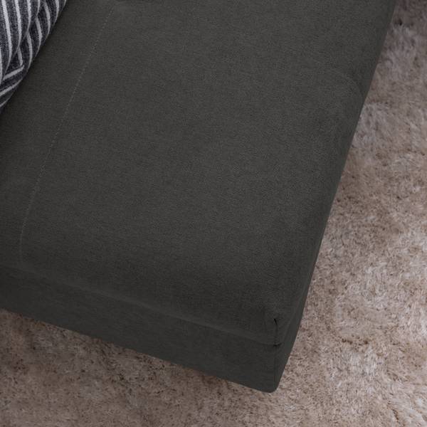 Ecksofa Capstone Microfaser Sole: Graphit - Ottomane davorstehend links - Mit Hocker