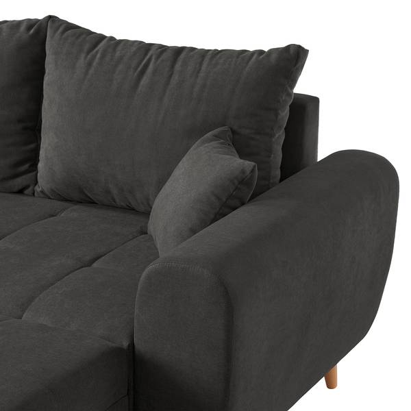 Ecksofa Capstone Microfaser Sole: Graphit - Ottomane davorstehend links - Mit Hocker
