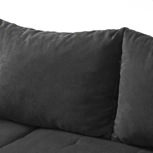Ecksofa Capstone Microfaser Sole: Graphit - Ottomane davorstehend links - Mit Hocker