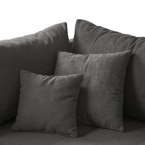 Ecksofa Capstone Microfaser Sole: Graphit - Ottomane davorstehend links - Mit Hocker