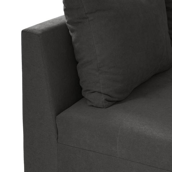 Ecksofa Capstone Microfaser Sole: Graphit - Ottomane davorstehend links - Mit Hocker