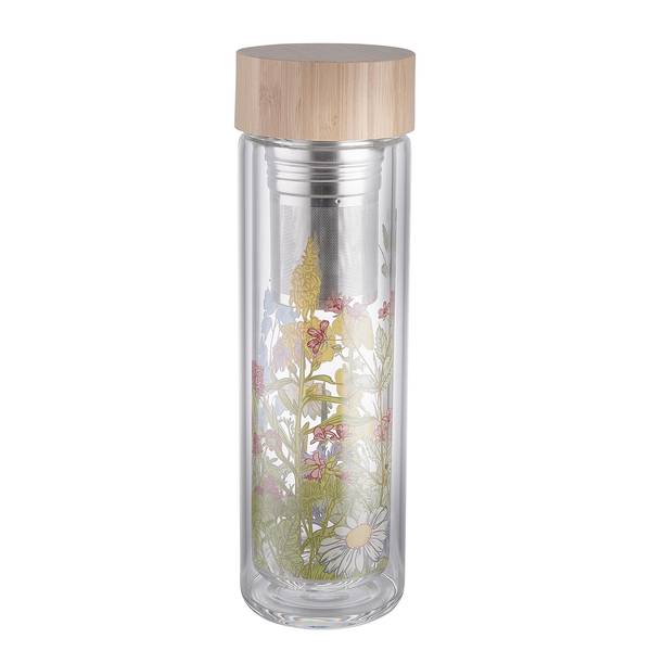 Theefles TEA TENDER borosilicaatglas/roestvrij staal/bamboe - meerdere kleuren