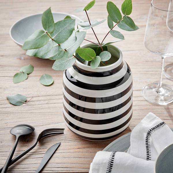 Vase MALIKA Dolomit - Schwarz / Weiß