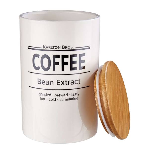 Voorraadpot KARLTON BROS. Coffee bamboe/wit - wit