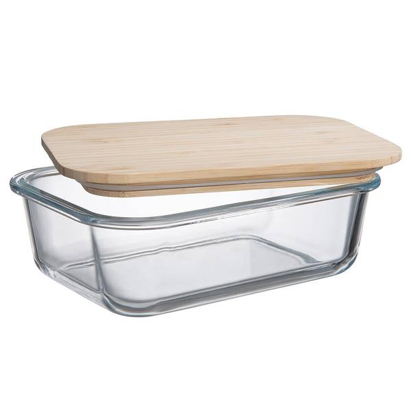 Lunchbox NATURALS Borosilikatglas / Bambus - Transparent / Natur - Fassungsvermögen: 1 L