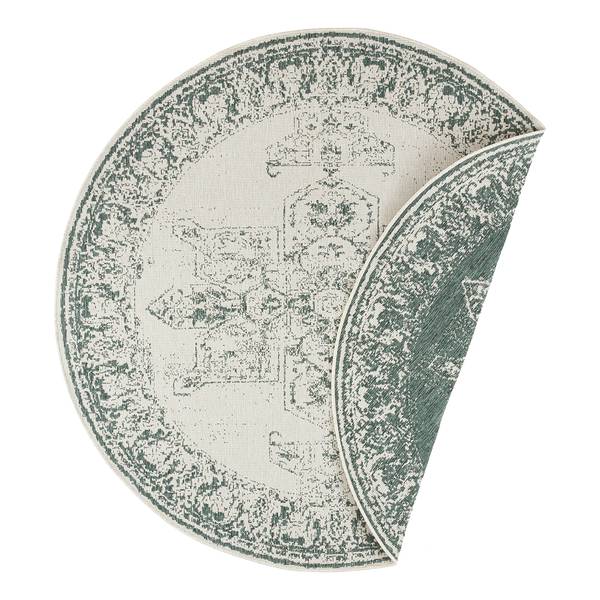 In-/Outdoor Wendeteppich Borbon II Polypropylen - Grün - Durchmesser: 200 cm