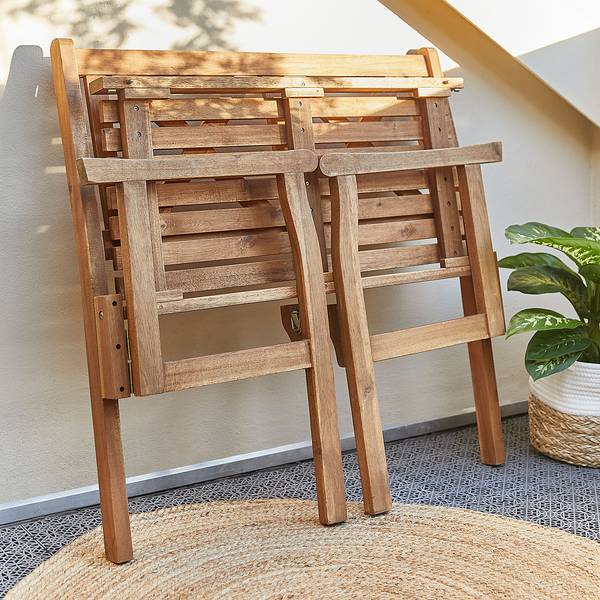 LOVEBIRD opvouwbare tuinbank bruin - acacia - 90 x 90 x 55 cm