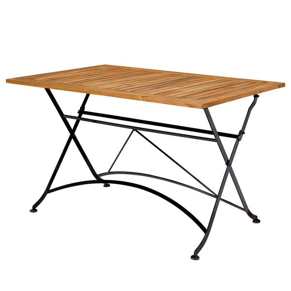 Table pliante PARKLIFE Fer / Partiellement en acacia massif - Noir