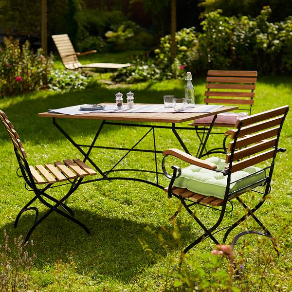 Table pliante PARKLIFE Fer / Partiellement en acacia massif - Noir