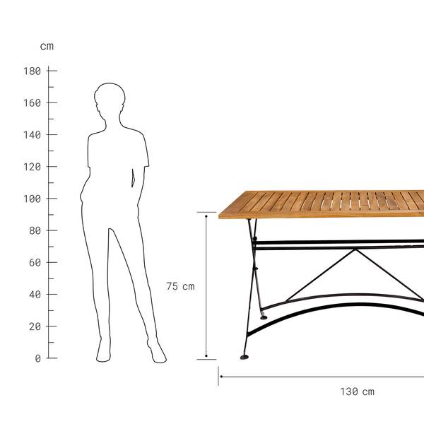 Table pliante PARKLIFE Fer / Partiellement en acacia massif - Noir