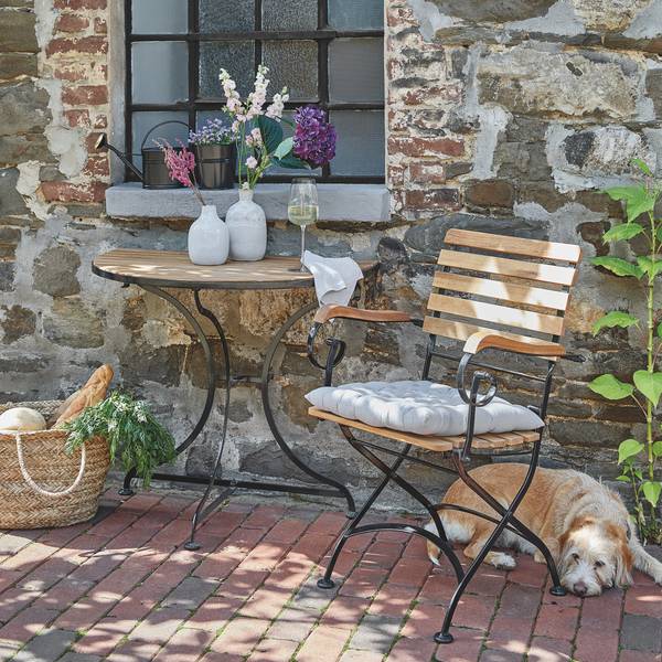 Table de balcon PARKLIFE Fer / Partiellement en acacia massif - Noir