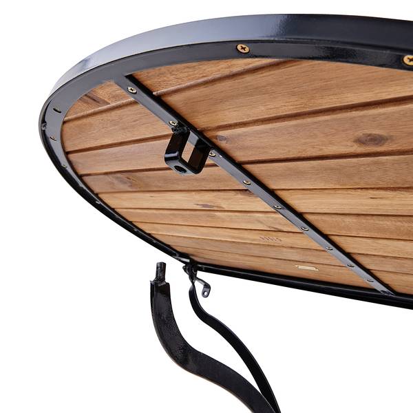 Table de balcon PARKLIFE Fer / Partiellement en acacia massif - Noir