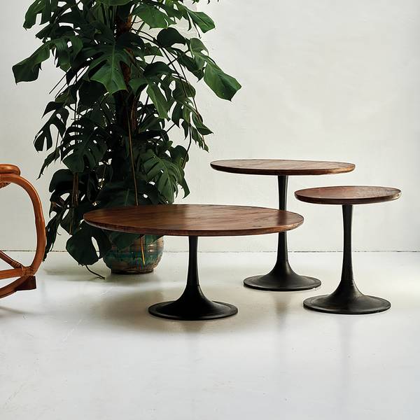 Beistelltisch Montalbo I Mango massiv / Eisen - Mango / Schwarz