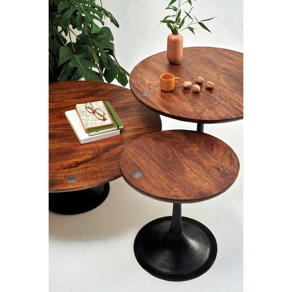 Beistelltisch Montalbo I Mango massiv / Eisen - Mango / Schwarz