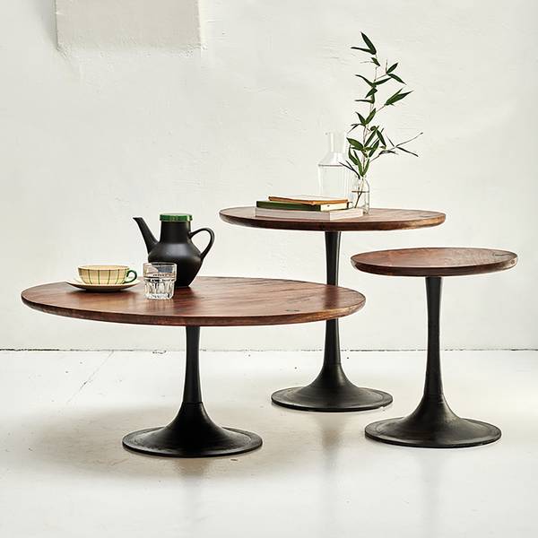 Beistelltisch Montalbo I Mango massiv / Eisen - Mango / Schwarz