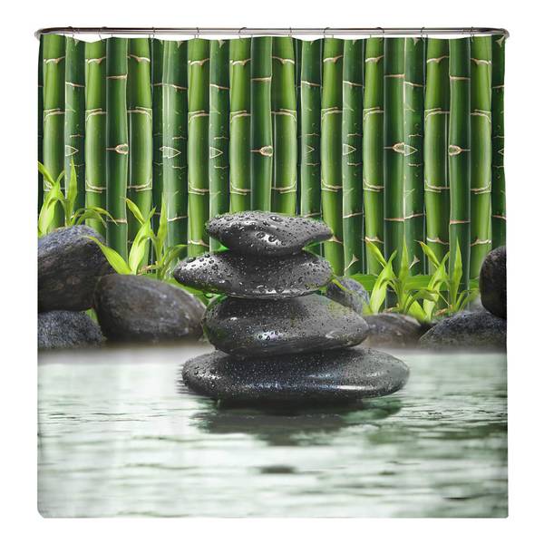 Rideau de douche anti-moisissures Spa Polyester - Vert - 180 x 200 cm