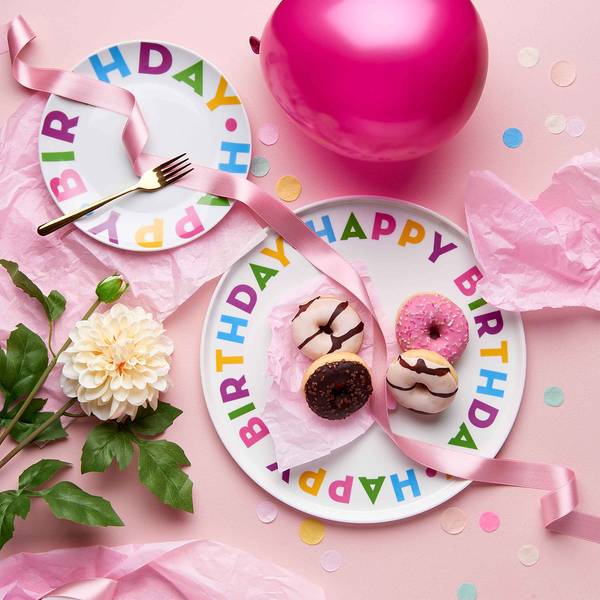Kuchenplatte HAPPY BIRTHDAY Porzellan - Bunt