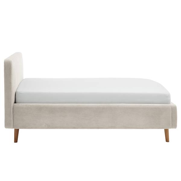 Polsterbett MATTIS Cordstoff Poppy: Beige  - 140 x 200cm - Mit Lattenrost