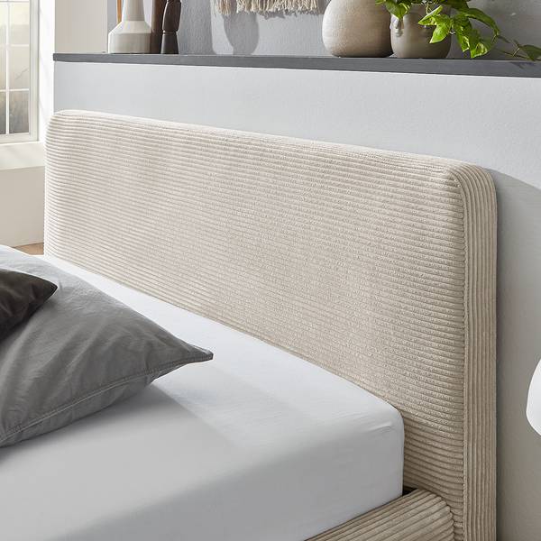 Polsterbett MATTIS Cordstoff Poppy: Beige  - 140 x 200cm - Mit Lattenrost