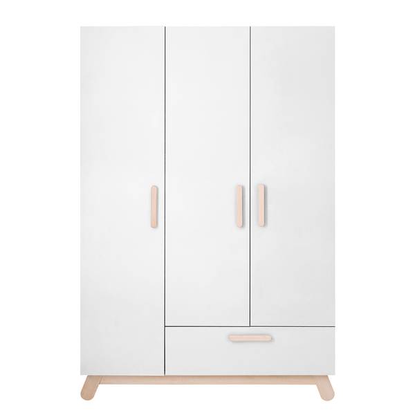 Kleiderschrank Clara Weiß - Holzwerkstoff - 134 x 200 x 52 cm