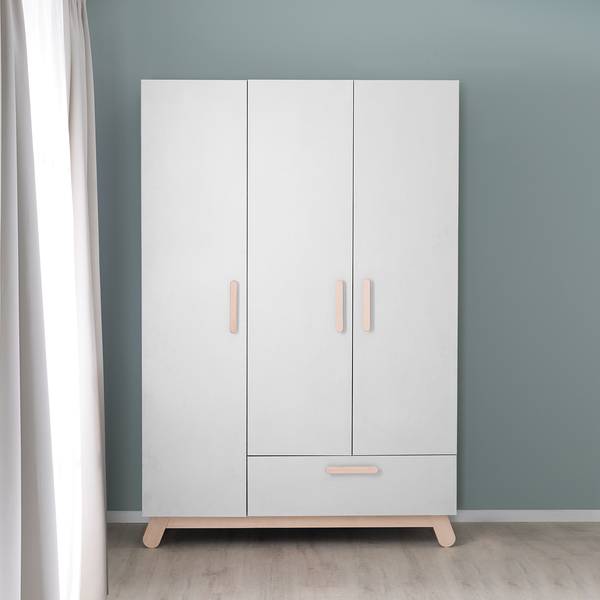 Kleiderschrank Clara Weiß - Holzwerkstoff - 134 x 200 x 52 cm