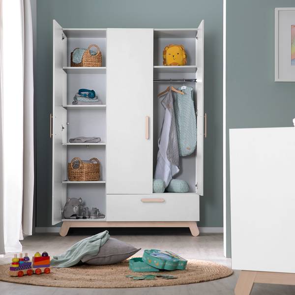 Kleiderschrank Clara Weiß - Holzwerkstoff - 134 x 200 x 52 cm