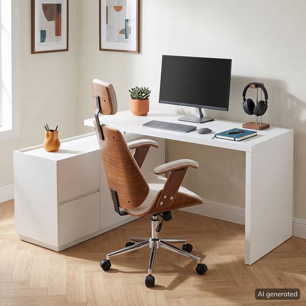 Bürodrehstuhl Viiki III Beige / Walnuss