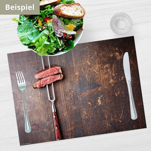 Tischset Gabel mit Steak (12er-Set) Papier - Mehrfarbig