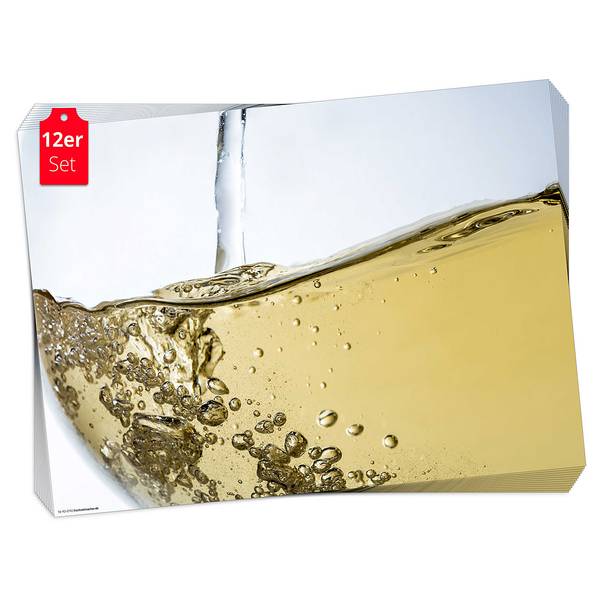 Tischset Weißwein Glas (12er-Set) Papier - Mehrfarbig