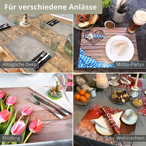 Placemats Enjoy your meal (set van 12) papier - meerdere kleuren