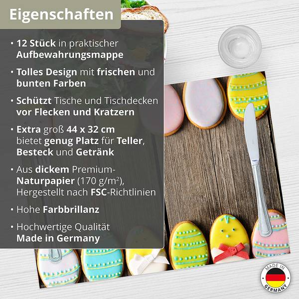 Tischset Buntes Ostergebäck I (12er-Set) Papier - Mehrfarbig