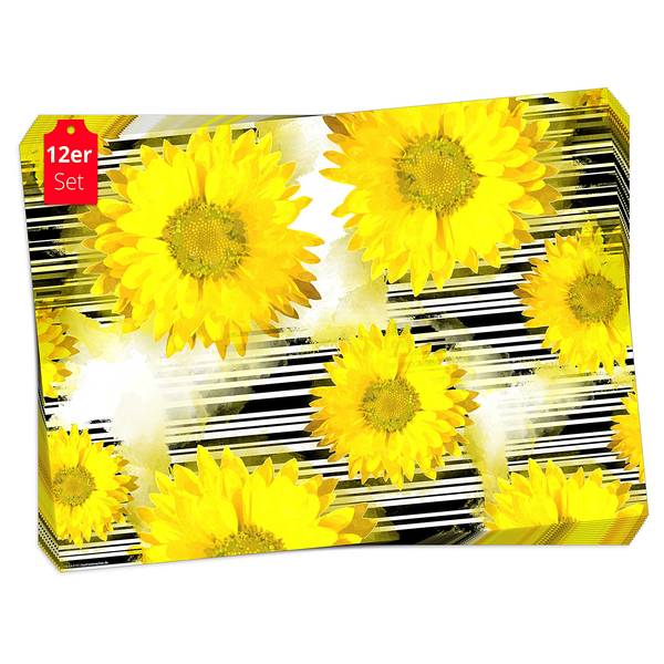 Tischset Sonnenblumen (12er-Set) Papier - Mehrfarbig