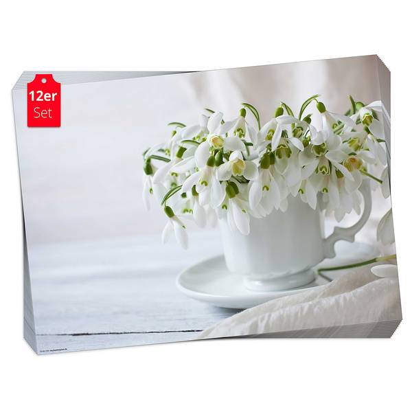 Tischset Schneeglöckchen (12er-Set) Papier - Mehrfarbig