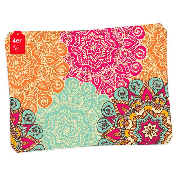 Tischset Bunte Mandalas Vinyl - Mehrfarbig