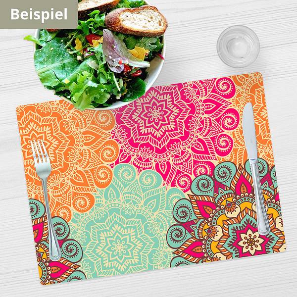 Tischset Bunte Mandalas Vinyl - Mehrfarbig