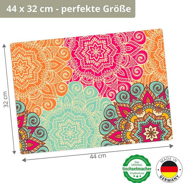 Tischset Bunte Mandalas Vinyl - Mehrfarbig