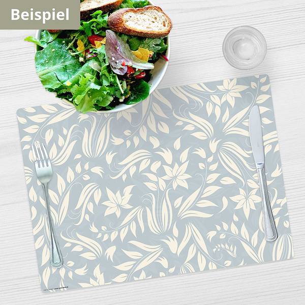 Tischset Florales Muster II (4er-Set) Vinyl - Blau