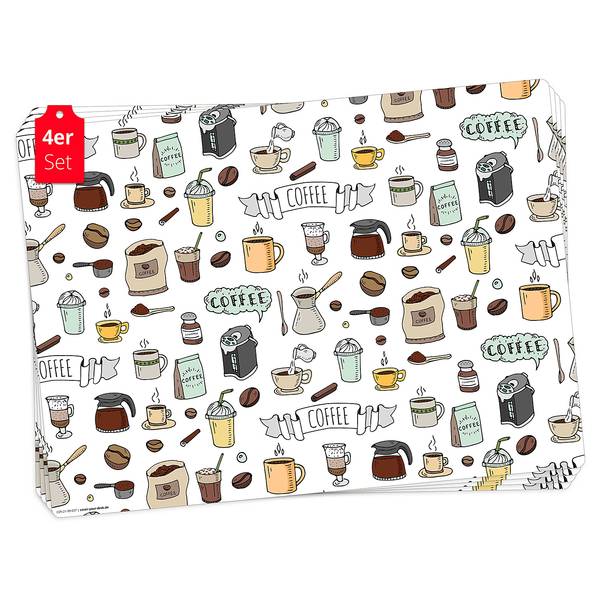 Tischset Kaffee Doodle (4er-Set) Vinyl - Braun