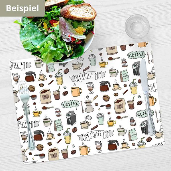 Tischset Kaffee Doodle (4er-Set) Vinyl - Braun
