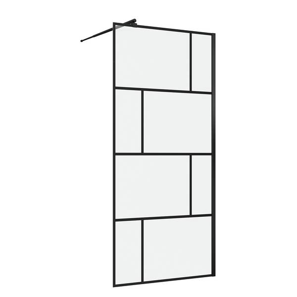 Duschwand Walk-In II Matt Schwarz - Breite: 90 cm