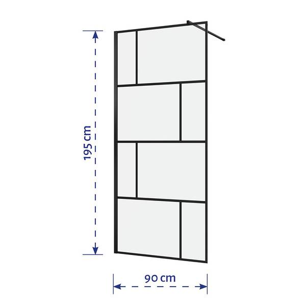 Duschwand Walk-In II Matt Schwarz - Breite: 90 cm