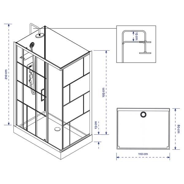 Eckdusche Marwell Bricks Weiß