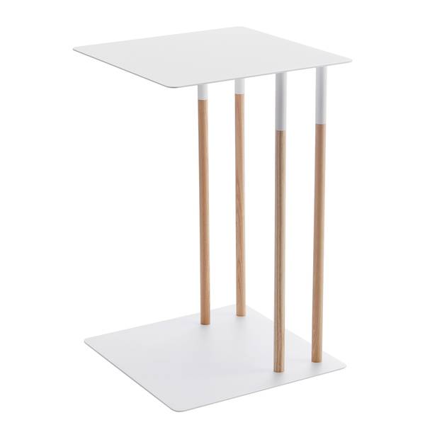 Beistelltisch Plain II Esche massiv / Metall - Weiß