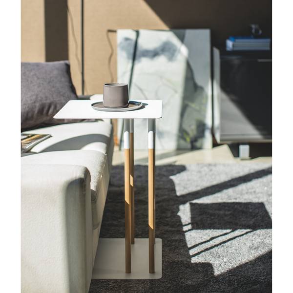 Beistelltisch Plain II Esche massiv / Metall - Weiß