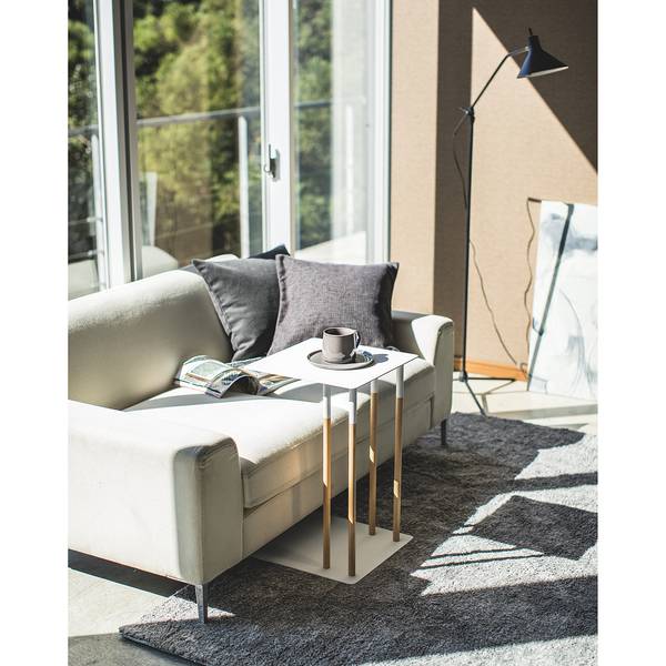 Beistelltisch Plain II Esche massiv / Metall - Weiß