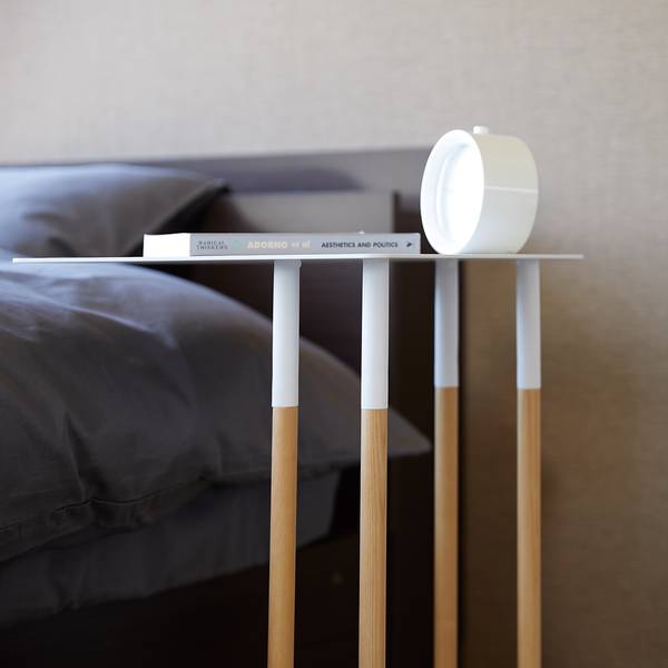 Beistelltisch Plain II Esche massiv / Metall - Weiß