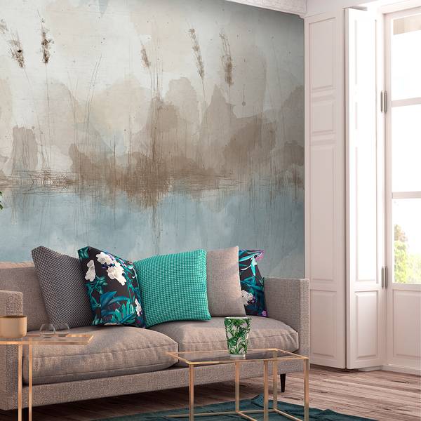 Vlies-fotobehang Winter Pond premium vlies - bruin - 450 x 315 cm
