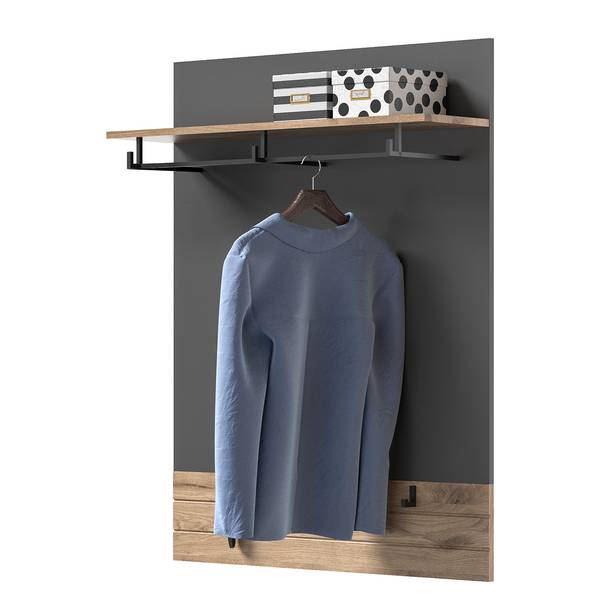 Garderobepaneel Yukon basaltgrijs/eikenhouten look
