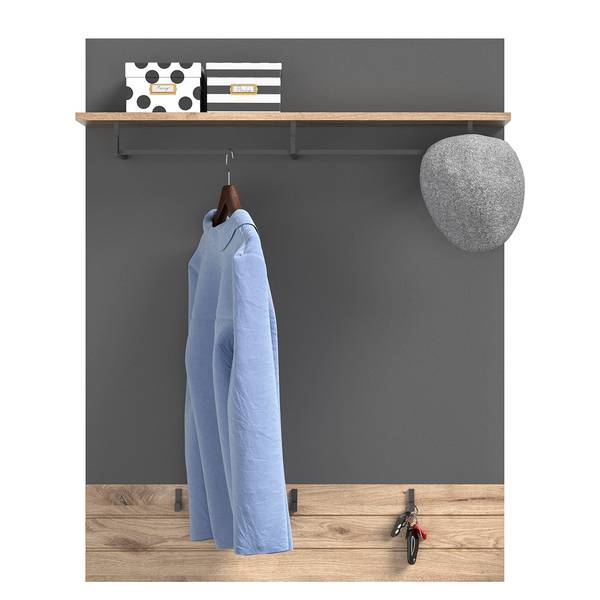 Garderobepaneel Yukon basaltgrijs/eikenhouten look